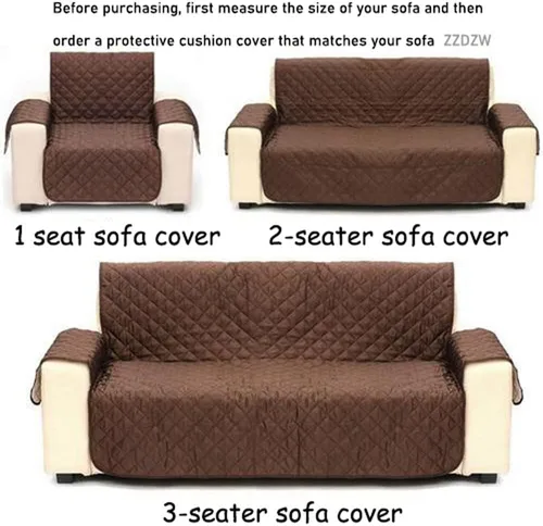 Vista 3 de Fundas para sofá reversible de 3 y 2 plazas, fundas acolchadas para sofá con correas elásticas ajustables, protectores de sofá impermeables contra