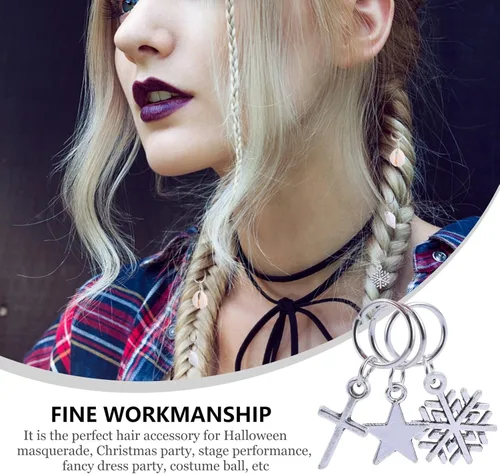 Vista 6 de KALLORY 100 piezas de joyería para el cabello, brazaletes trenzados, anillos para el cabello