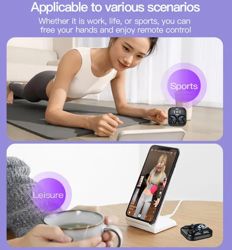 Vista 5 de Auriculares para dormir con control remoto, invisibles, pequeños, pequeños, ocultos, deportivos, diseño portátil, video, desplazamiento, página