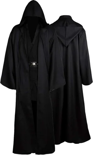 Vista 2 de Laku Disfraz de túnica para hombre, conjunto completo de túnica con capucha para Halloween, cosplay, conjunto de capa