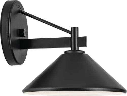 Vista 3 de Kichler Ripley 49059BKT - Lámpara de pared para exteriores de 8 pulgadas, color negro, para puertas exteriores, garaje, porche y paredes de patio