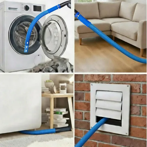 Vista 5 de Kit limpiador de ventilación para secadora de ropa con cepillo de fijación de manguera de vacío, removedor de pelusas, manguera de vacío