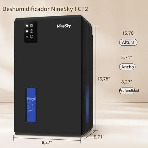 Vista 2 de NineSky Deshumidificador, deshumidificador de 1000 pies cuadrados para el hogar con tanque de agua grande de 95 onzas, deshumidificador silencioso