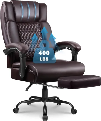 Vista 8 de OFIKA Silla ejecutiva de oficina resistente, reposabrazos abatible, acolchado, silla de juegos de computadora, silla de escritorio de piel