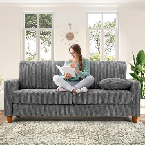 Vista 29 de Kidirect Silla de acento extragrande de 35.5 pulgadas, sillas de sala de montaje fácil, silla de lectura de pana para dormitorio, sillas de acento