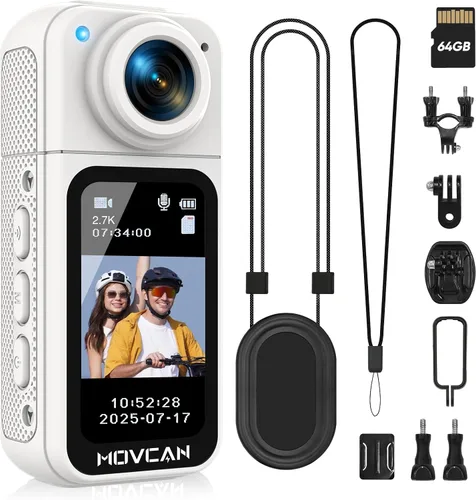 Vista 11 de Movcan Cámara corporal S70 con grabación de audio y video, cámara corporal HD 1520P con lente giratoria de 180°, cámara de grabación manos libres