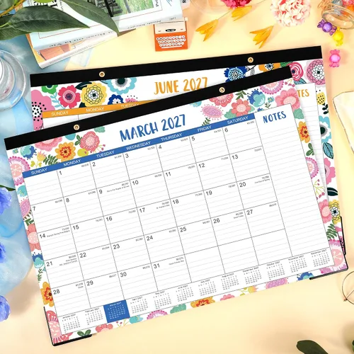 Vista 2 de Calendario de escritorio 2026-2027 - julio de 2026 a diciembre de 2027, calendario de escritorio grande de 17 x 12 pulgadas, calendario de 18 meses