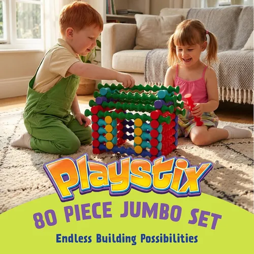 Vista 2 de POPULAR PLAYTHINGS Playstix Jumbo Set, 80 piezas, Kit de palos