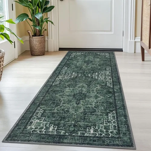 Vista 70 de SIILOOM Alfombra lavable de 2 x 3 pies, alfombra suave color taupe ceniza para entrada, tapete antideslizante para puerta de interior, tapete
