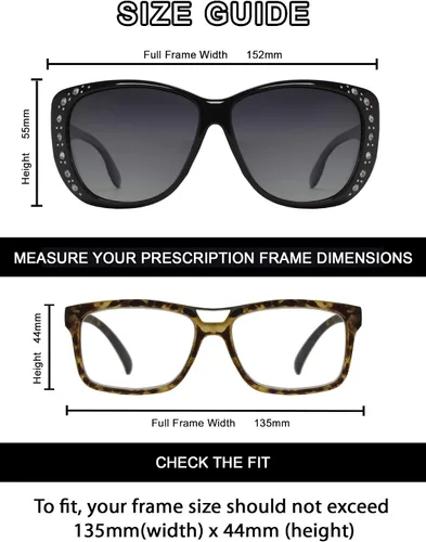 Vista 4 de PZ - Gafas de sol polarizadas para mujer para cubrir sobre gafas graduadas con protección UV