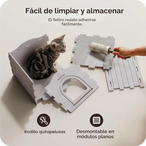 Vista 5 de Casas de interior para gatos de interior, cueva cubierta con aislamiento cálido para gatos de interior, fuerte capacidad resistente a los arañazos