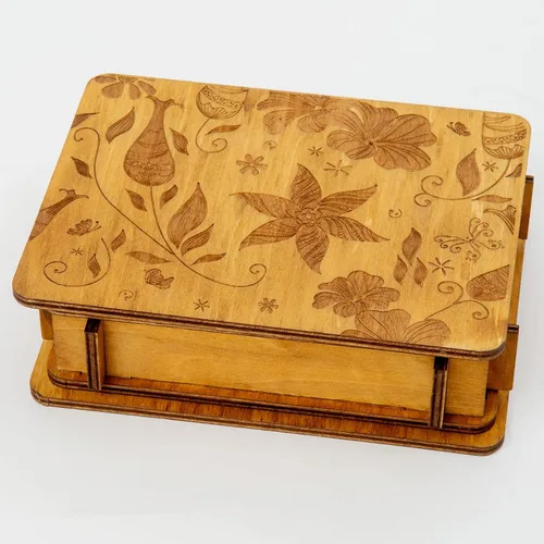 Vista 8 de Bits and Pieces Caja de rompecabezas secreta de 8 pasos, caja de regalo de rompecabezas chino de bambú para baratijas, regalos de dinero, joyas