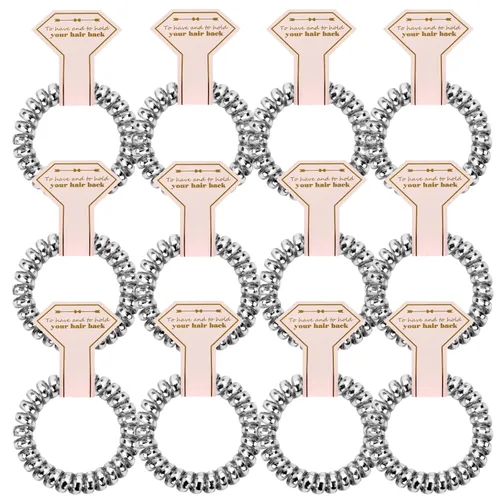 Vista 11 de Lazos para el cabello, 12 bobinas en espiral para despedida de soltera, regalo de dama de honor para novia, boda, mujeres, fiestas, invitados, Negro