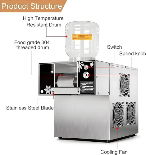 Vista 5 de Snowflake Ice Maker Machine, Automatic Electric Ice Shaved Machine, Food-Grade Stainless Steel Material Slushie Machine For Home, Parties, Food