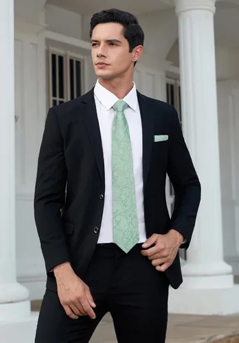 Vista 115 de HISDERN Corbatas para hombre, corbata de cachemira y bolsillo cuadrado tejido clásico floral para hombre, corbata de fiesta de boda