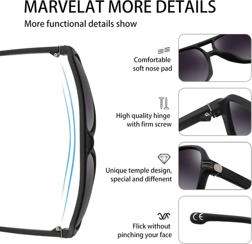 Vista 3 de POLARKING Lentes de sol polarizados de aviador para hombres y mujeres, doble puente cuadrado, gafas de sol deportivas, lentes de sol piloto