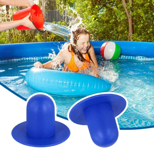 Vista 6 de Tinoaly 4 tapones de piscina para piscina sobre el suelo, tapón de orificio de filtro de bomba de goma, tapones de pared para piscinas, repuesto Azul