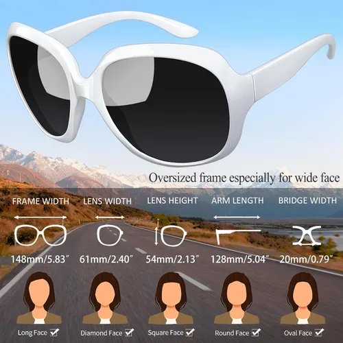 Vista 194 de Joopin Lentes de sol de gran tamaño para mujer, polarizados, grandes, para conducción, protección UV, grandes sombras