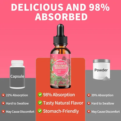 Vista 2 de Hudetex Suplementos de cortisol para mujeres, gotas líquidas, administrador de cortisol con Ashwagandha, L-teanina, fosfatidilserina, Rhodiola Rosea