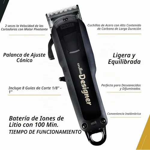 Vista 3 de Wahl Professional Clipper de diseño inalámbrico #8591 - Tiempo de funcionamiento de 90 minutos - Accesorios incluidos