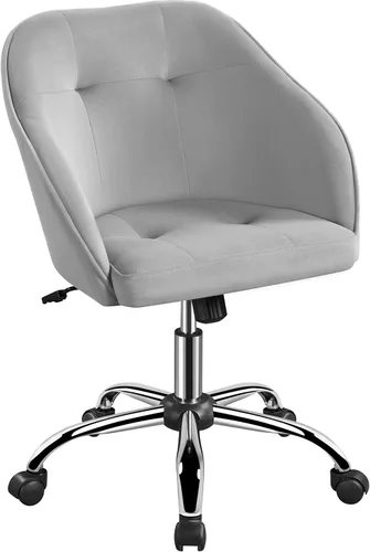 Vista 11 de Yaheetech Silla de oficina de altura ajustable con respaldo medio, giratoria, grande, silla de escritorio, silla de computadora con ruedas