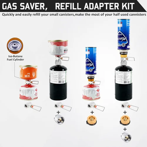 Vista 6 de Adaptadores de propano/isobutano/butano/recarga de 3 piezas para estufa de camping Propane To Butane Adapter Conversion, Butane Fuel Canister