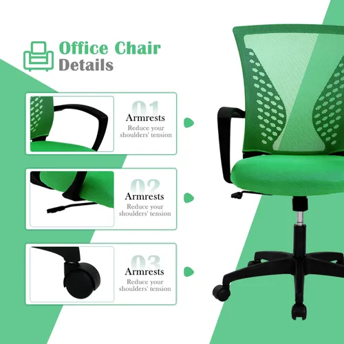 Vista 6 de Silla de oficina, silla de escritorio ergonómica, silla de computadora de malla con respaldo medio, silla de computadora con soporte lumbar, silla