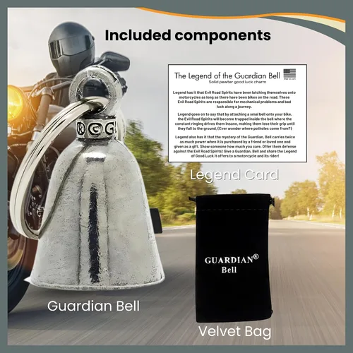 Vista 5 de Campana de buena suerte contra el mal de ojo de Guardian Bell con llavero y bolsa de regalo de terciopelo negro Regalo de buena suerte de peltre