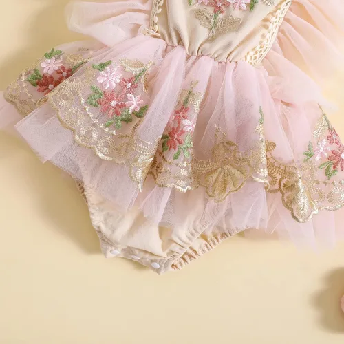 Vista 6 de Ropa de bebé niña Floral Boho Lace Romper Mameluco Mameluco Mono Mono Traje Verano Ropa Bebé Niñas