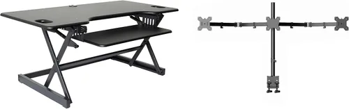 Vista 55 de Rocelco - Convertidor de escritorio para trabajar de pie con altura ajustable de 32 pulgadas - Estación de trabajo para computadora sentada o de pie