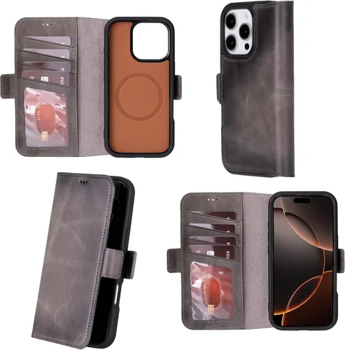 Vista 14 de Bayelon Cartera de cuero Cas para iPhone 15 Pro - Funda con tapa abatible, funda tipo cartera para iPhone 15 Pro, funda tipo cartera, función atril