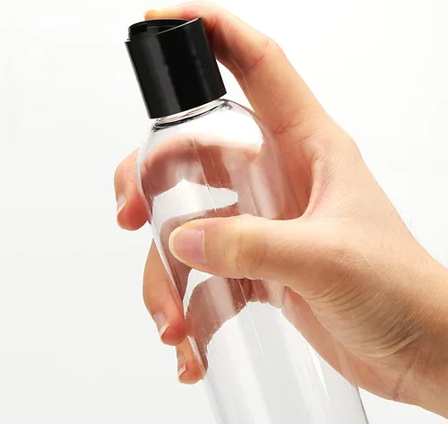 Vista 6 de Paquete de 40 botellas de plástico de 8 onzas con tapas superiores de disco, recipientes transparentes recargables de loción de viaje con tapa