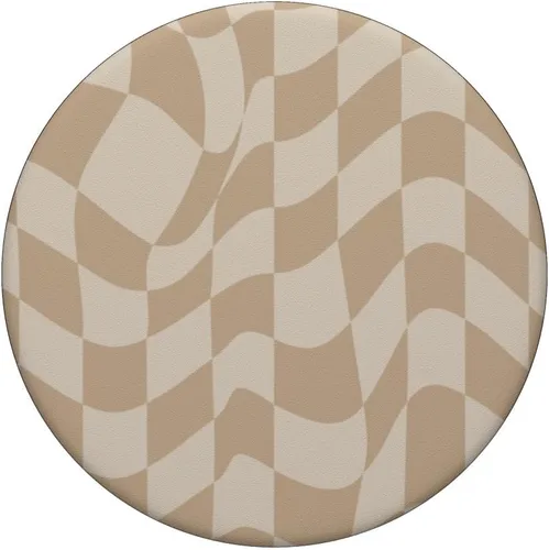 Vista 3 de PopSockets de cuadros clásicos beige neutro con diseño de cuadros