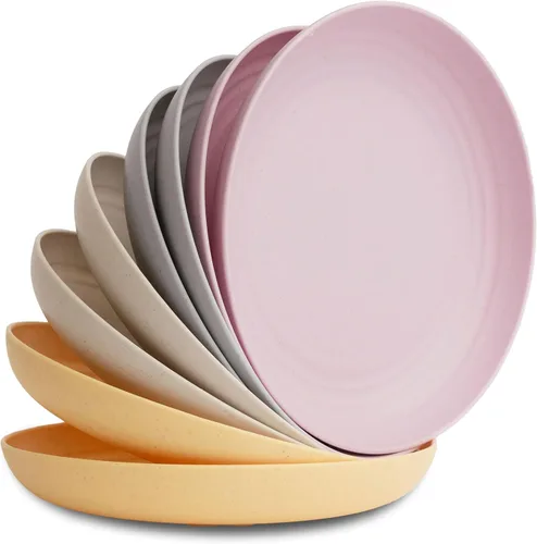 Vista 18 de Nook Theory Juego de 8 platos reutilizables de paja de trigo - Platos de cena no tóxicos y sin plástico para niños y adultos, plato ligero