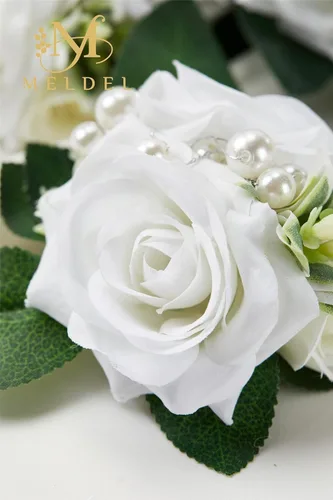 Vista 6 de Boutonnieres blancos marfil para hombres, 6 piezas, rosas 6 piezas Boutonnieres blanco #2