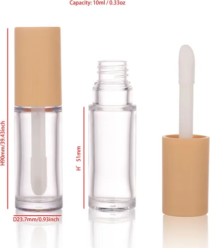 Vista 2 de COSIDEA 15 tubos vacíos de PETG grandes doe foot Wand Lip Gloss Tubes de 0.3 fl oz 0.33 oz tubo de brillo de labios nude con aplicador de cepillo