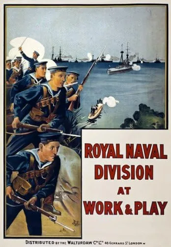 Vista 2 de Póster de la Primera Guerra Mundial, diseño de la división británica de la Royal Navy en el trabajo y el recreo, tamaño A1, A2, A3
