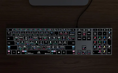 Vista 3 de KB Covers Teclado retroiluminado Davinci Resolve de aluminio - Windows - US Retroiluminación de aluminio - Ventanas