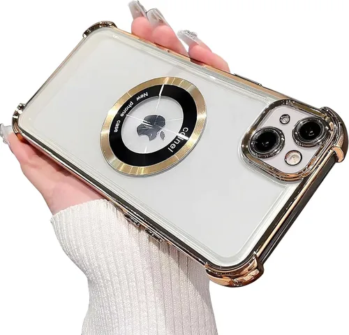 Vista 24 de Funda magnética transparente para iPhone 11, funda de lujo con cuatro esquinas brillantes, protección a prueba de golpes de grado militar
