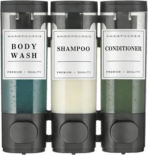 Vista 9 de Dispensador de champú y acondicionador de baño, dispensador de jabón de ducha montado en la pared, dispensador de champú para pared de ducha, sin