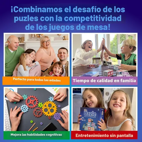 Vista 2 de The Uzzle 3.0 Juego de mesa, Juegos de mesa familiares para niños y adultos, Juegos de rompecabezas de bloques para edades 4+