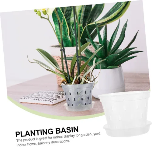 Vista 3 de 2 Sets Plastic Orchid Planter Pots with Saucers