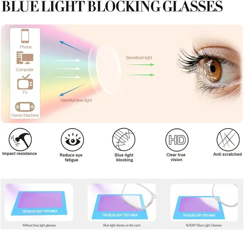 Vista 4 de NZKNP Blue Light Glasses for Woman Men,Blue Light Blocking Glasses,Clear Glasses