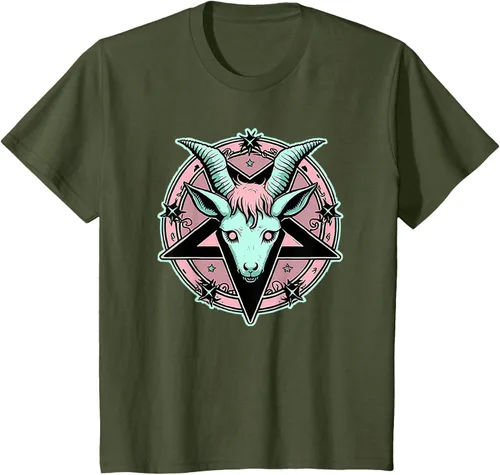 Vista 10 de Camiseta Kawaii Paste Creepy Goat Pentacle, Negro