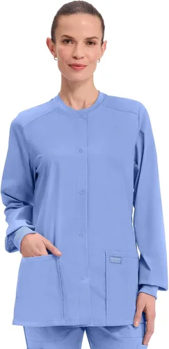 Vista 8 de Cherokee Workwear Profesionales Snap Front Warm-up Scrub Jacket Azul marino