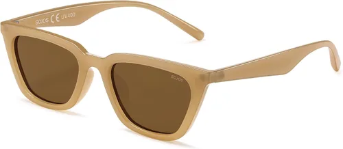 Vista 18 de SOJOS Gafas de sol polarizadas cuadradas estrechas estilo ojos de gato para mujeres, retro, modernas, para conducir SJ2169 Gris transparente/Gris