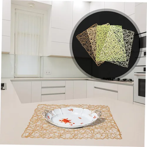Vista 8 de Mikinona 4 manteles individuales tejidos de cuerda de papel de ratán, manteles individuales de papel aislados, tapete decorativo para colocar tazas