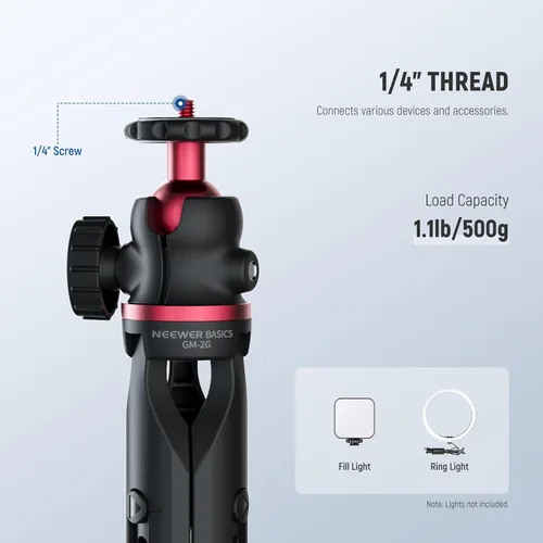 Vista 4 de NEEWER Versión de entrada Mini trípode para cámara, 360° pequeño soporte de escritorio portátil para DSLR, webcam, teléfono celular, soporte