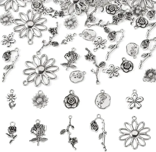 Vista 17 de Craftdady Colgantes de aleación de plata antigua estilo tibetano, bonitos dijes colgantes de metal, colgantes de animales vintage, dijes colgantes
