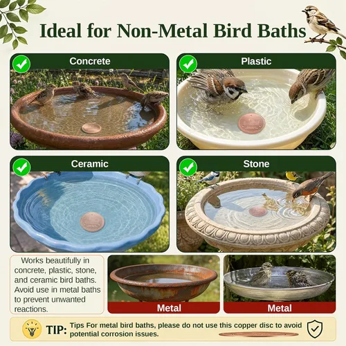 Vista 7 de Disco de cobre para baño de pájaros, 99.9% de cobre puro